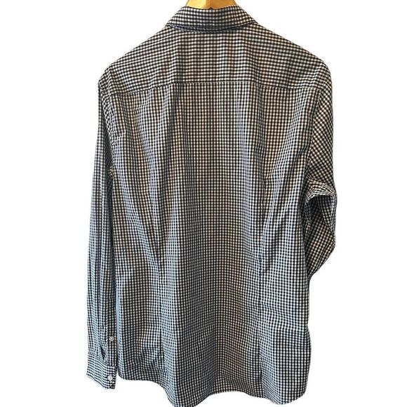 MENS H&M Blue & White Check Button Up Collared Dress Shirt L - Picture 2 of 8